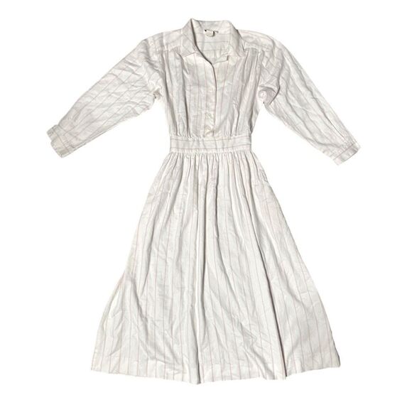Lanz Originals Vintage Candy Striper Belted Dress White Pink Striped VS Collared - Picture 1 of 8